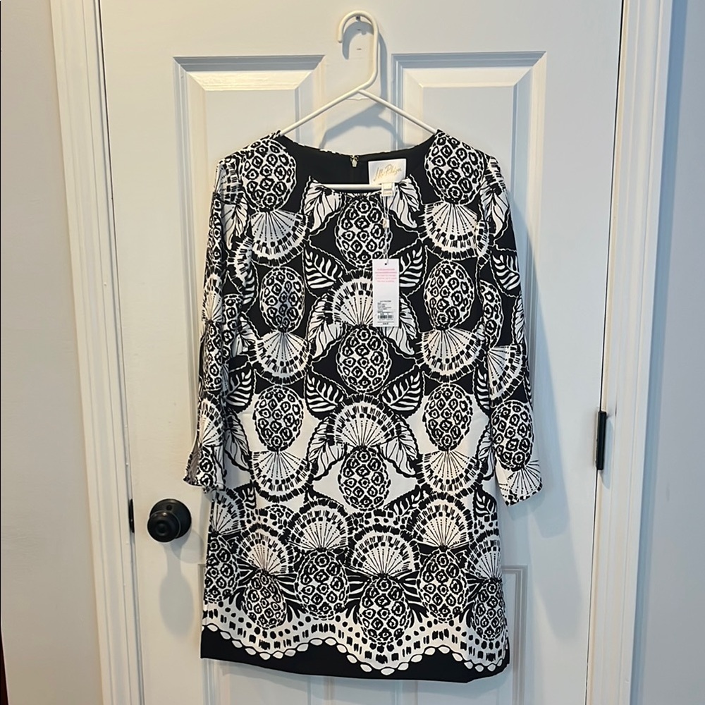 Lilly Pulitzer Black and White Romper with 3/4 Sleeves